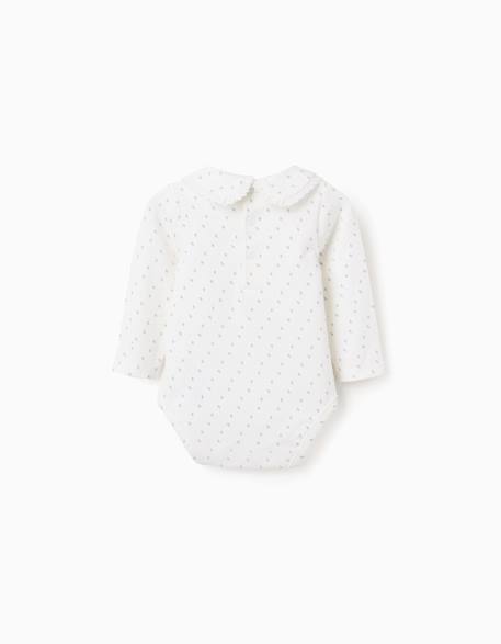 Body à manches longues et motif feuille Blanc 2 - vertbaudet enfant 
