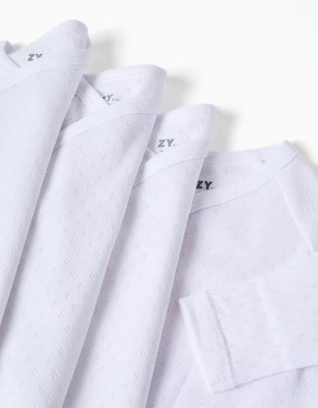 Lot de 4 bodies croisés en coton peigné Blanc 3 - vertbaudet enfant 