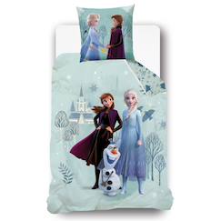 Linge de maison et décoration-Linge de lit enfant-Housse de couette disney reine des neiges elsa et anna coton