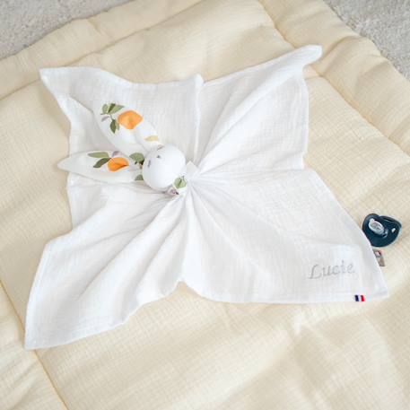 Doudou plat lapin  clem Clem, orange, vert 3 - vertbaudet enfant 