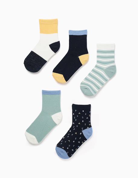 Garçon-5 paires de chaussettes à détails contrastés