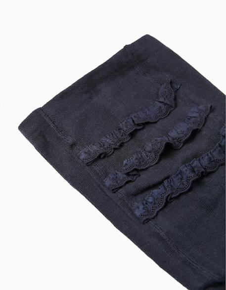 Collants en maille à volants Bleu foncé 2 - vertbaudet enfant 