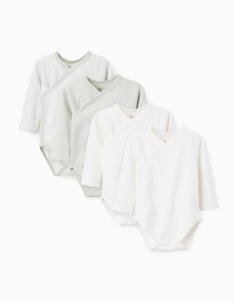 Lot de 4 bodies en coton croisés Multicolore 1 - vertbaudet enfant 
