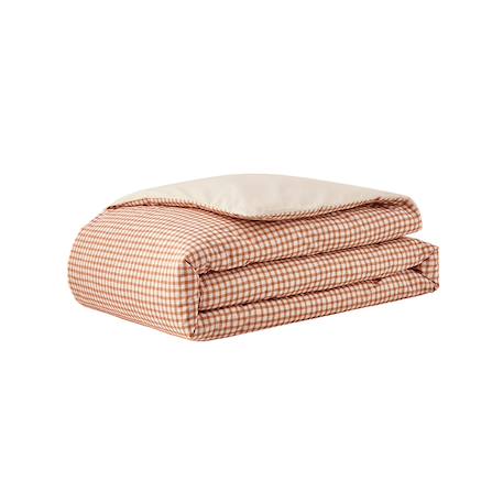 Housse de couette enfant imprimée en percale de coton, mini vichy Beige moyen 2 - vertbaudet enfant 