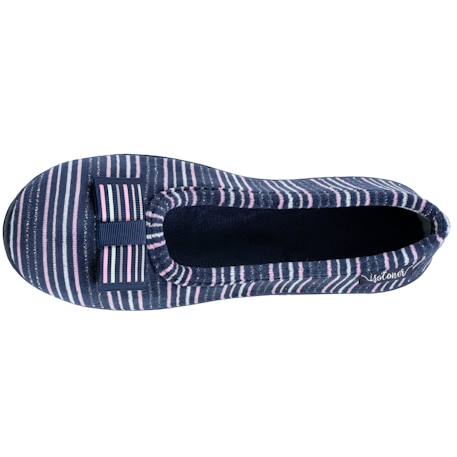 Chaussons ballerines velours semelle ergonomique Noir+Rayure marine 8 - vertbaudet enfant 