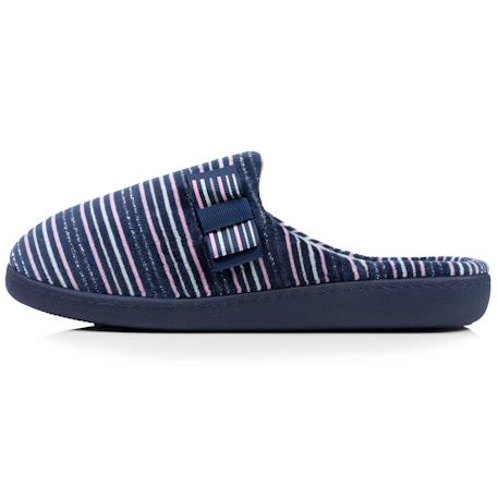 Chaussons mules microvelours semelle ergonomique soutien voûte plantaire Marine+Rayure marine 9 - vertbaudet enfant 