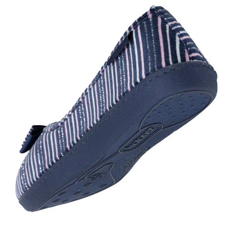 Chaussons ballerines velours semelle ergonomique Noir+Rayure marine 11 - vertbaudet enfant 