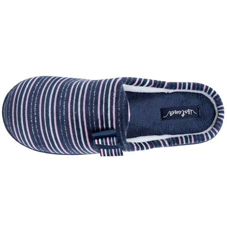 Chaussons mules microvelours semelle ergonomique soutien voûte plantaire Marine+Rayure marine 8 - vertbaudet enfant 