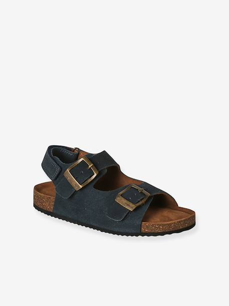 Sandales garçon cuir boucles bleu 1 - vertbaudet enfant 