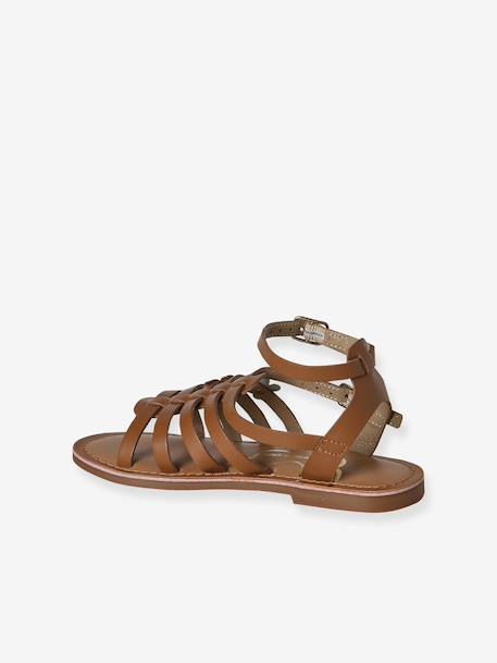 Sandale spartiate fille cuir à boucles camel 3 - vertbaudet enfant 