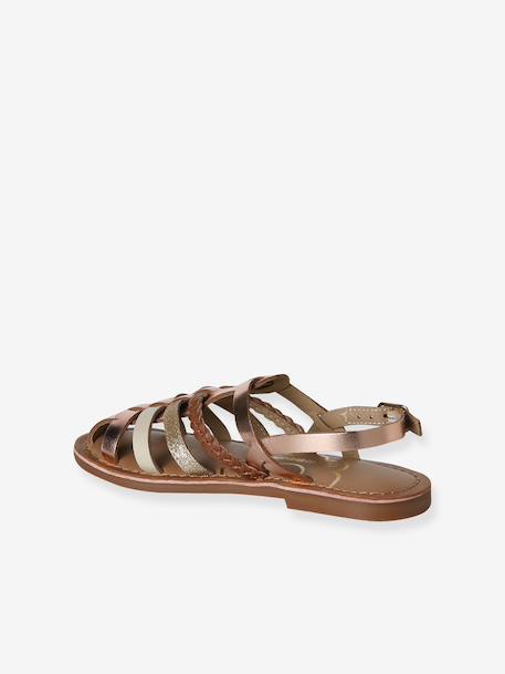 Sandales enfant cuir brides or 3 - vertbaudet enfant 