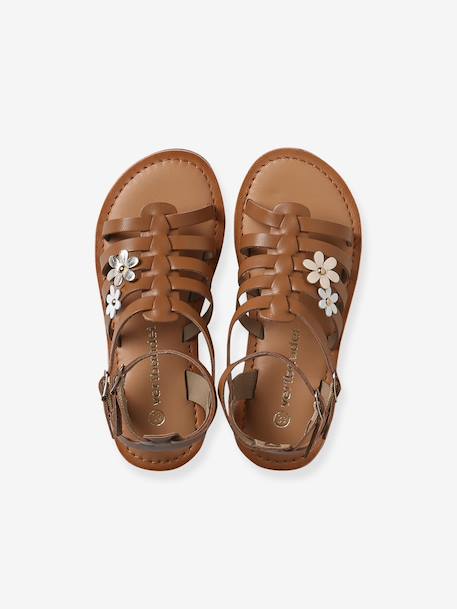 Sandale spartiate fille cuir à boucles camel 4 - vertbaudet enfant 