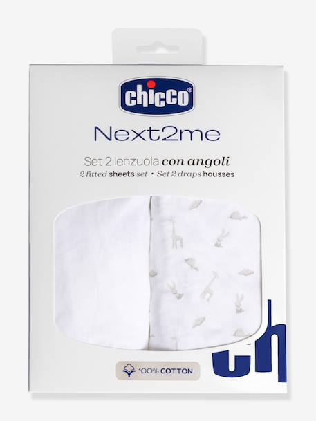Set 2 draps housse Next2Me CHICCO blanc 1 - vertbaudet enfant 