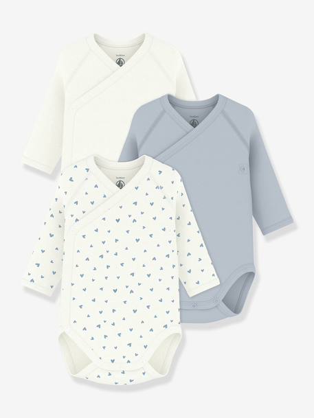 Lot de 3 bodies croisés Petit Bateau blanc 1 - vertbaudet enfant 