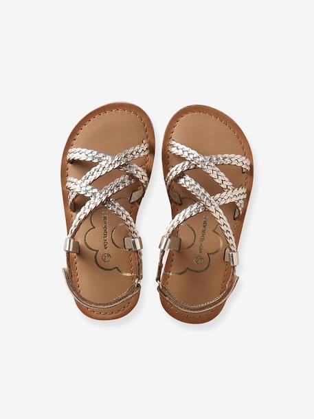 Sandales enfant fille cuir tresses or 4 - vertbaudet enfant 
