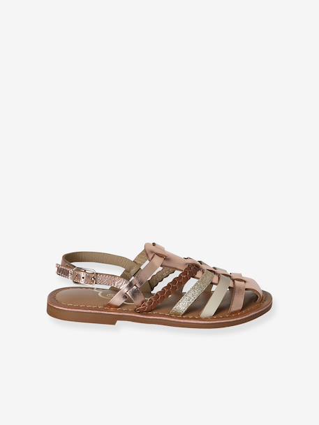 Sandales enfant cuir brides or 2 - vertbaudet enfant 