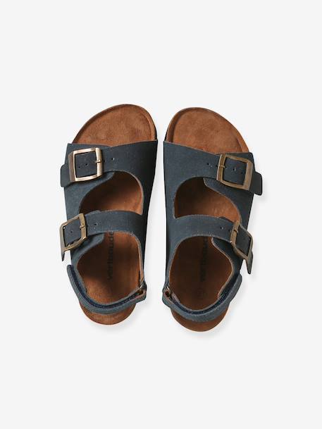 Sandales garçon cuir boucles bleu 4 - vertbaudet enfant 