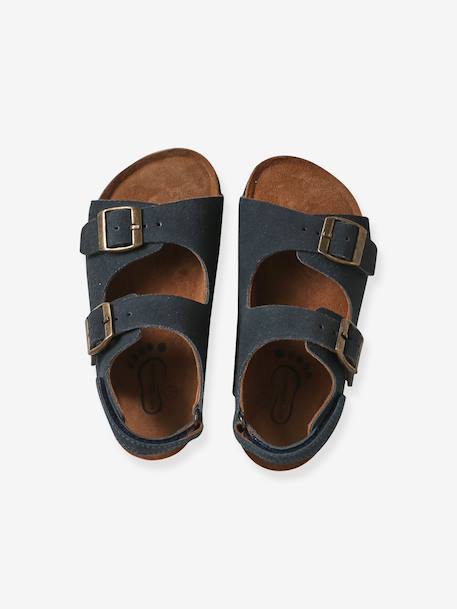Sandales garçon cuir boucles bleu 4 - vertbaudet enfant 