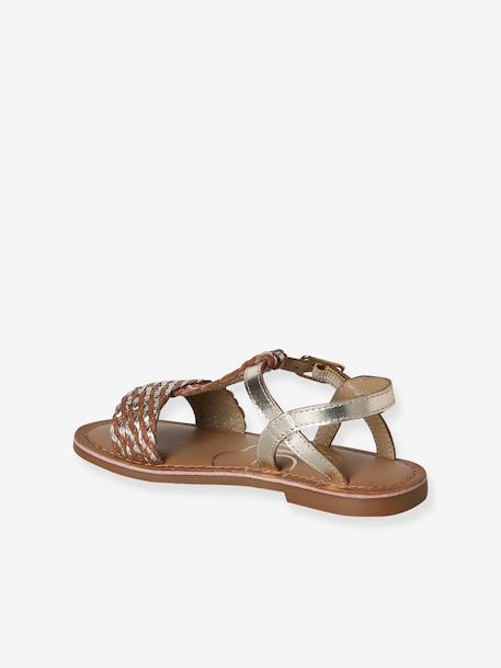Sandales cuir fille collection maternelle JAUNE CLAIR METALLISE+marron+marron imprimé+turquoise 13 - vertbaudet enfant 