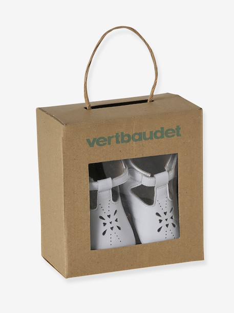 Chaussons bébé cuir blanc+or 7 - vertbaudet enfant 
