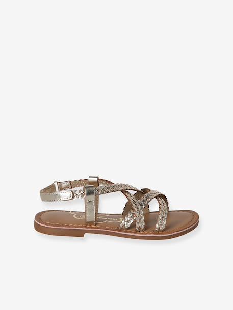 Sandales enfant fille cuir tresses or 2 - vertbaudet enfant 