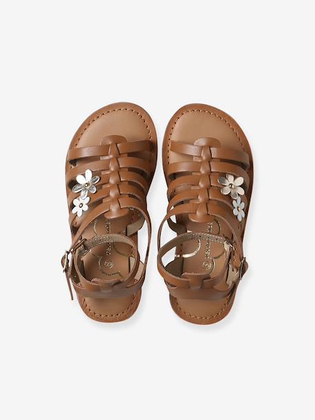 Sandale spartiate fille cuir à boucles camel 4 - vertbaudet enfant 