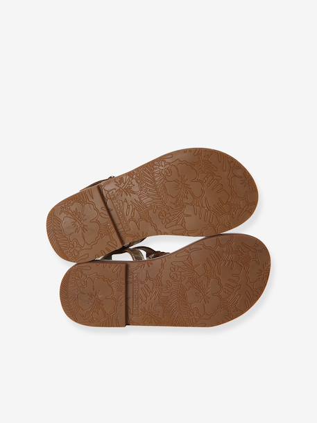 Sandales cuir fille collection maternelle JAUNE CLAIR METALLISE+marron+marron imprimé+turquoise 15 - vertbaudet enfant 