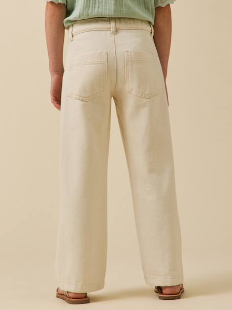 Pantalon droit fille en denim Ecru 4 - vertbaudet enfant 