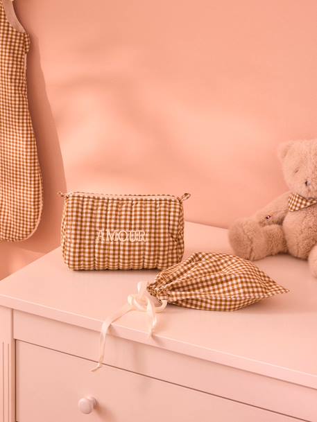 Trousse de toilette en coton vichy Vichy caramel+Vichy vert 3 - vertbaudet enfant 