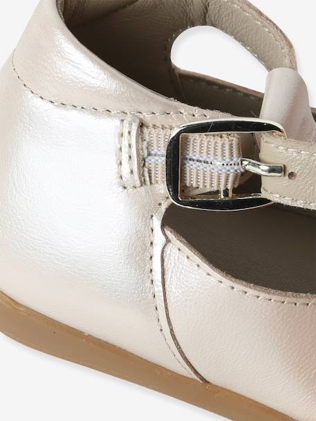 Chaussures salomés bébé fille cuir boucle beige irisé+blanc 7 - vertbaudet enfant 