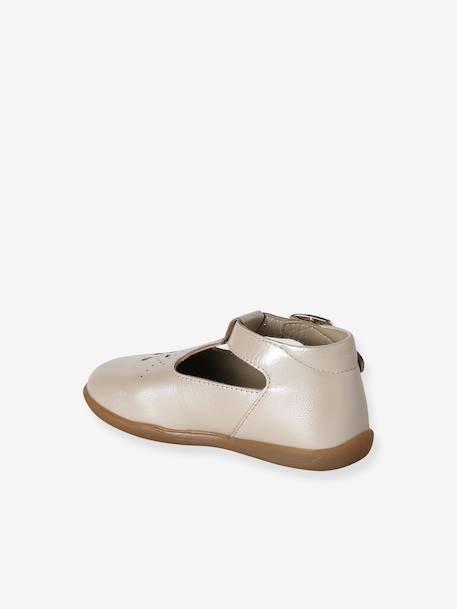 Chaussures salomés bébé fille cuir boucle beige irisé+blanc 3 - vertbaudet enfant 
