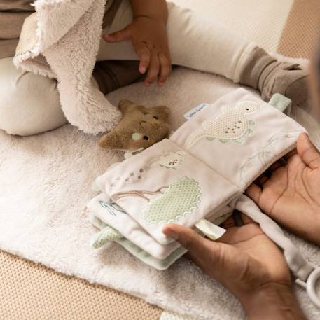 Livre sensoriel bébé en tissu avec miroir et textures – jouet d’éveil nomade dès la naissance Beige, marron+Gris, écru, vert d'eau 7 - vertbaudet enfant 
