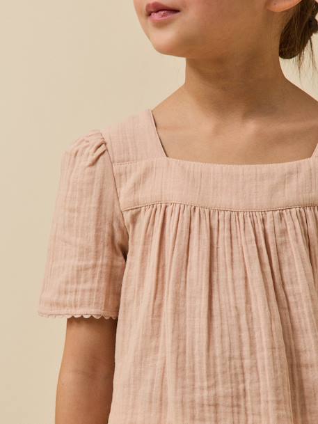 Chemise en gaze fille - coton biologique Bleu pastel+Nude 8 - vertbaudet enfant 