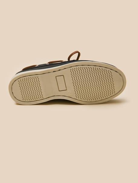 Chaussures bateau en cuir garçon Marine+Marron 4 - vertbaudet enfant 