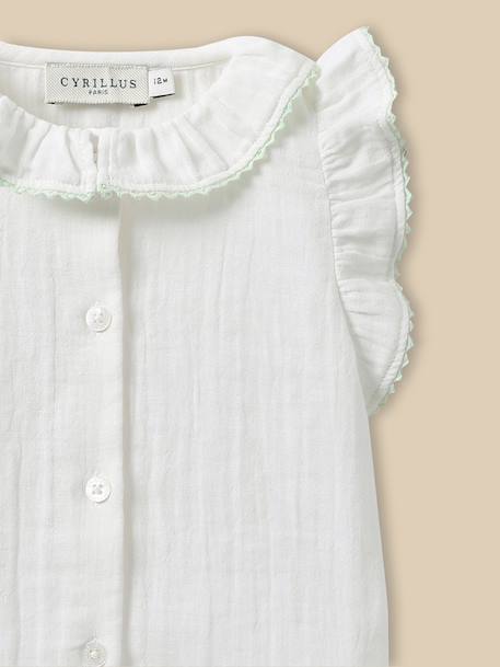 Blouse double gaze de coton bébé Blanc doux+Imprimé  camelia 2 - vertbaudet enfant 