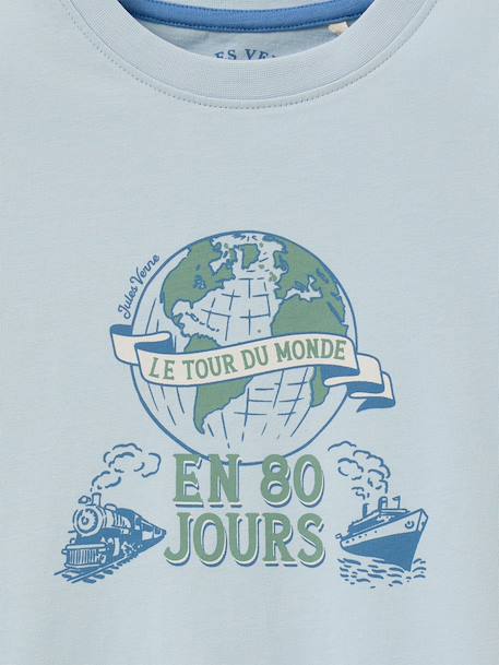 T-shirt enfant collection jules verne - coton biologique Bleu pastel 2 - vertbaudet enfant 
