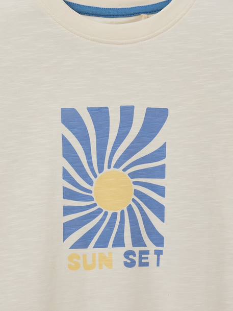 T-shirt imprimé garçon - coton biologique Ecru+Indigo+Terracotta 2 - vertbaudet enfant 