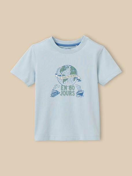 T-shirt enfant collection jules verne - coton biologique Bleu pastel 1 - vertbaudet enfant 