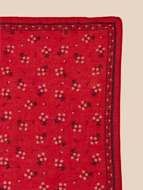 Foulard bourgeons fille - coton biologique Amande+Rouge 6 - vertbaudet enfant 