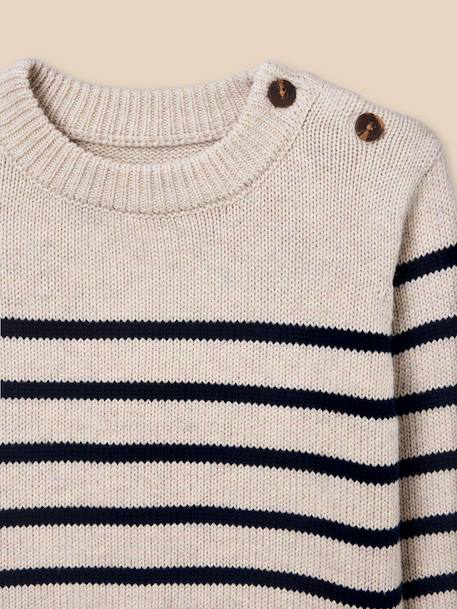 Pull rayé bébé - coton biologique Rayure marine/ecru 2 - vertbaudet enfant 
