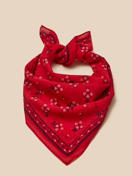 Foulard bourgeons fille - coton biologique Amande+Rouge 5 - vertbaudet enfant 