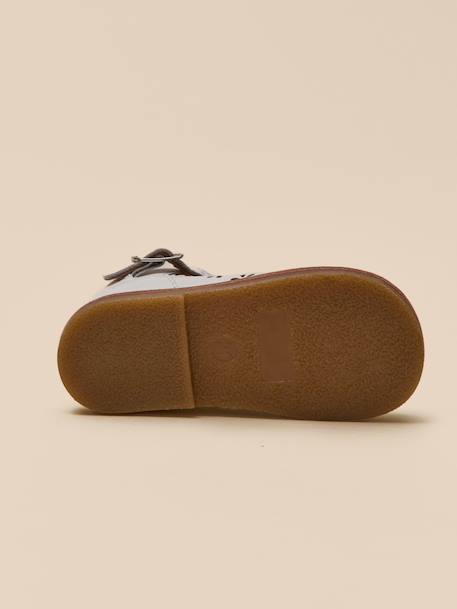 Salomés perforées en cuir bébé Blanc casse+Cognac 4 - vertbaudet enfant 