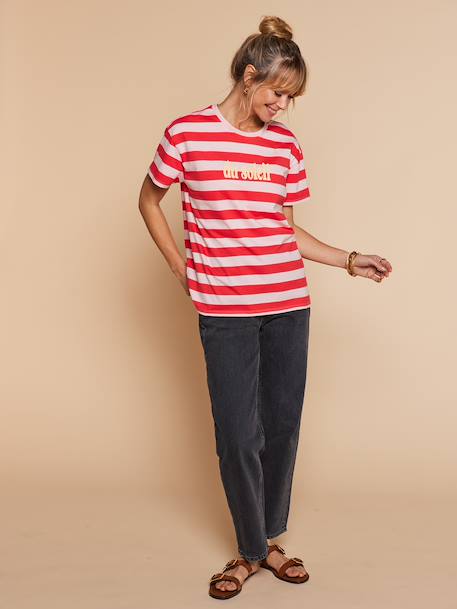 T-shirt marinière 'du soleil' bois de rose 2 - vertbaudet enfant 