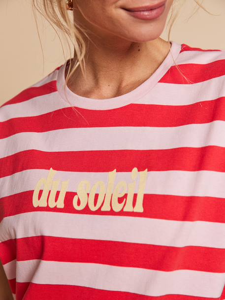 T-shirt marinière 'du soleil' bois de rose 7 - vertbaudet enfant 