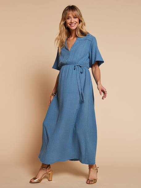 Robe longue grossesse et allaitement bleu jean 2 - vertbaudet enfant 