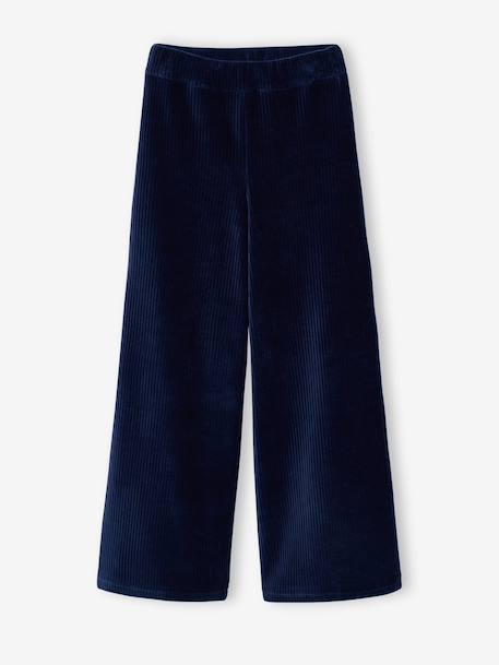 Pantalon large velours marine 3 - vertbaudet enfant 