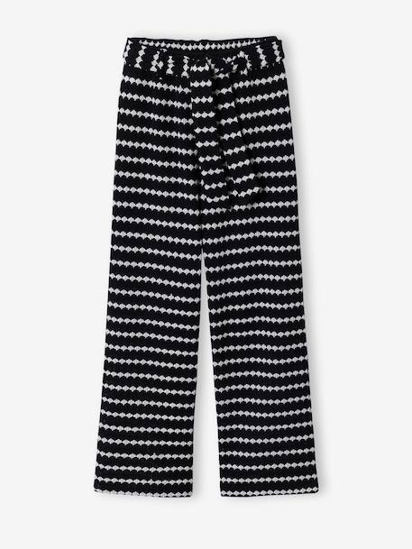 Pantalon large en maille fantaisie fille noir+rayé noir 4 - vertbaudet enfant 
