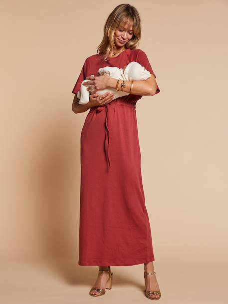Robe longue grossesse et allaitement kaki+terracotta 7 - vertbaudet enfant 