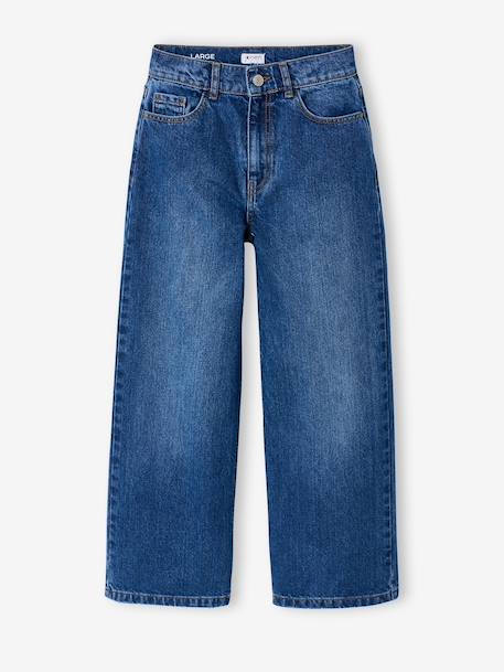 Pantalon large fille denim bleu moyen+denim gris 2 - vertbaudet enfant 