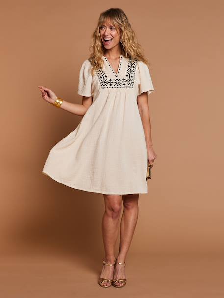 Robe gaze de coton femme Capsule mère-fille sable 4 - vertbaudet enfant 